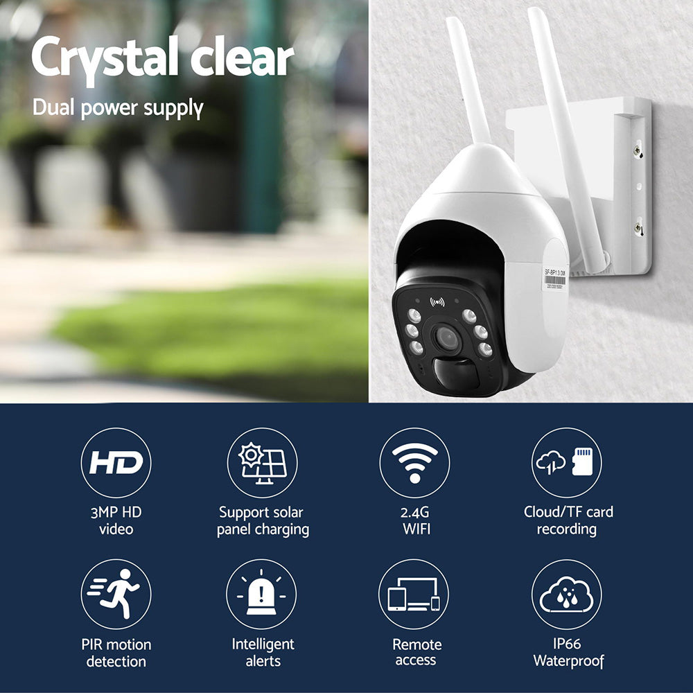 UL-tech 3MP Wireless Security Camera with Solar Panel – Outdoor CCTV with Night Vision, Motion Detection, and App Control