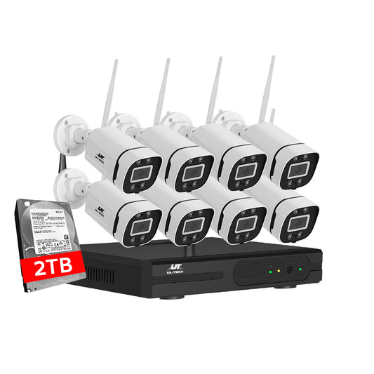 UL-Tech Wireless CCTV Security System – 8CH NVR with 3MP 8-Camera Kit & 2TB Hard Drive