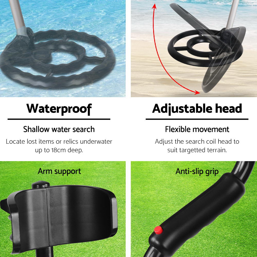 Waterproof Metal Detector Pinpointer – 180mm Deep Detection, High Sensitivity Treasure Hunter – Black