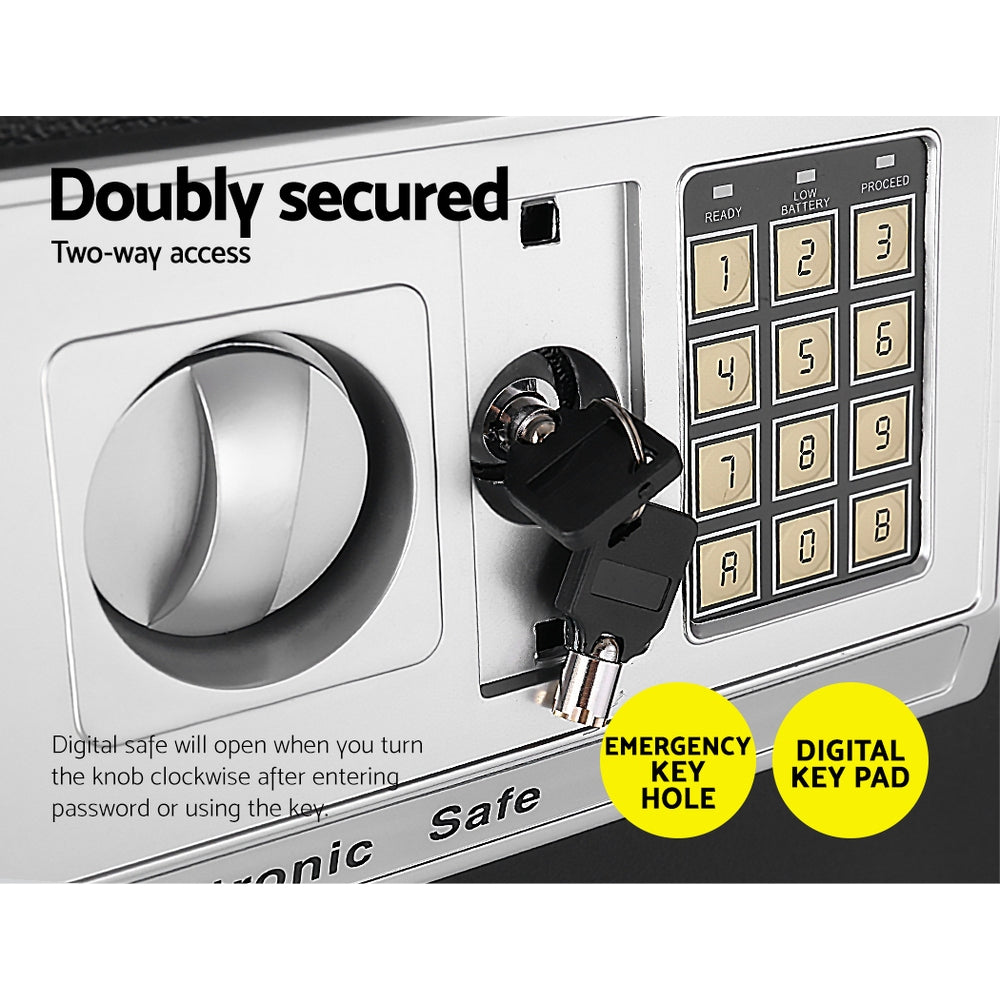 UL-TECH Digital Security Safe Box – Electronic Lock, Wall-Mountable Steel Safe for Home & Office