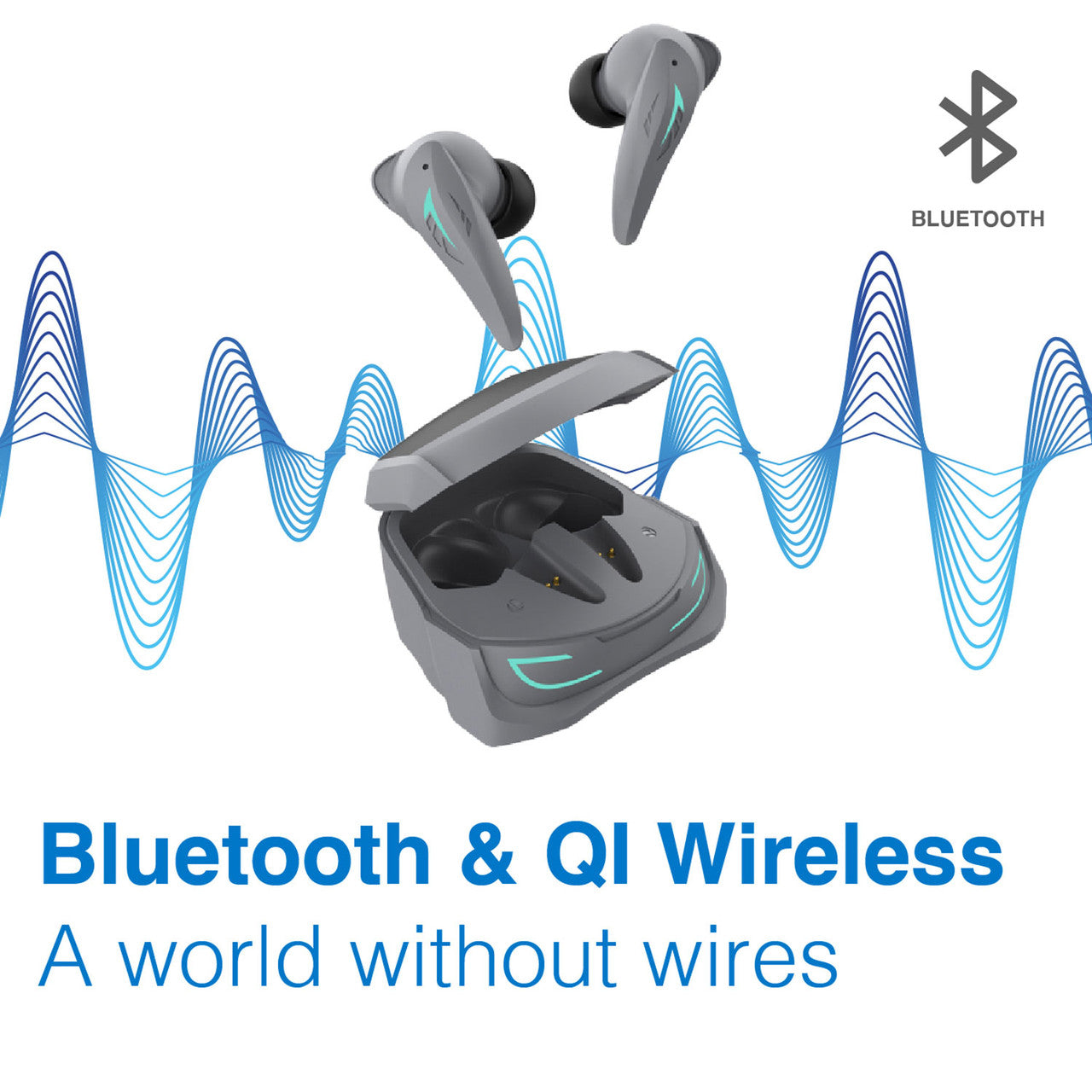 Laser Wireless Gaming Earphones with ANC – Active Noise Cancelling Bluetooth Earbuds – Black