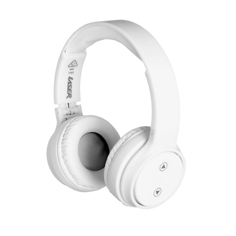 Laser Foldable Bluetooth Headphones with Mic – Bright White Wireless Over-Ear Headset for Music, Calls & Travel