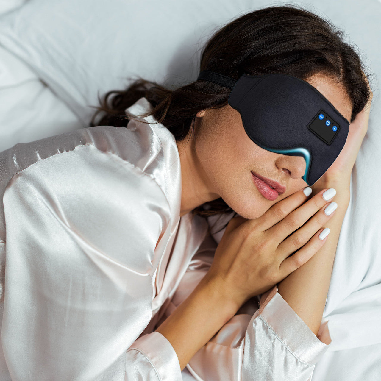 Laser Bluetooth Sleep Mask Headphones – Wireless Music Eye Mask with Built-In Speakers & Mic – Black