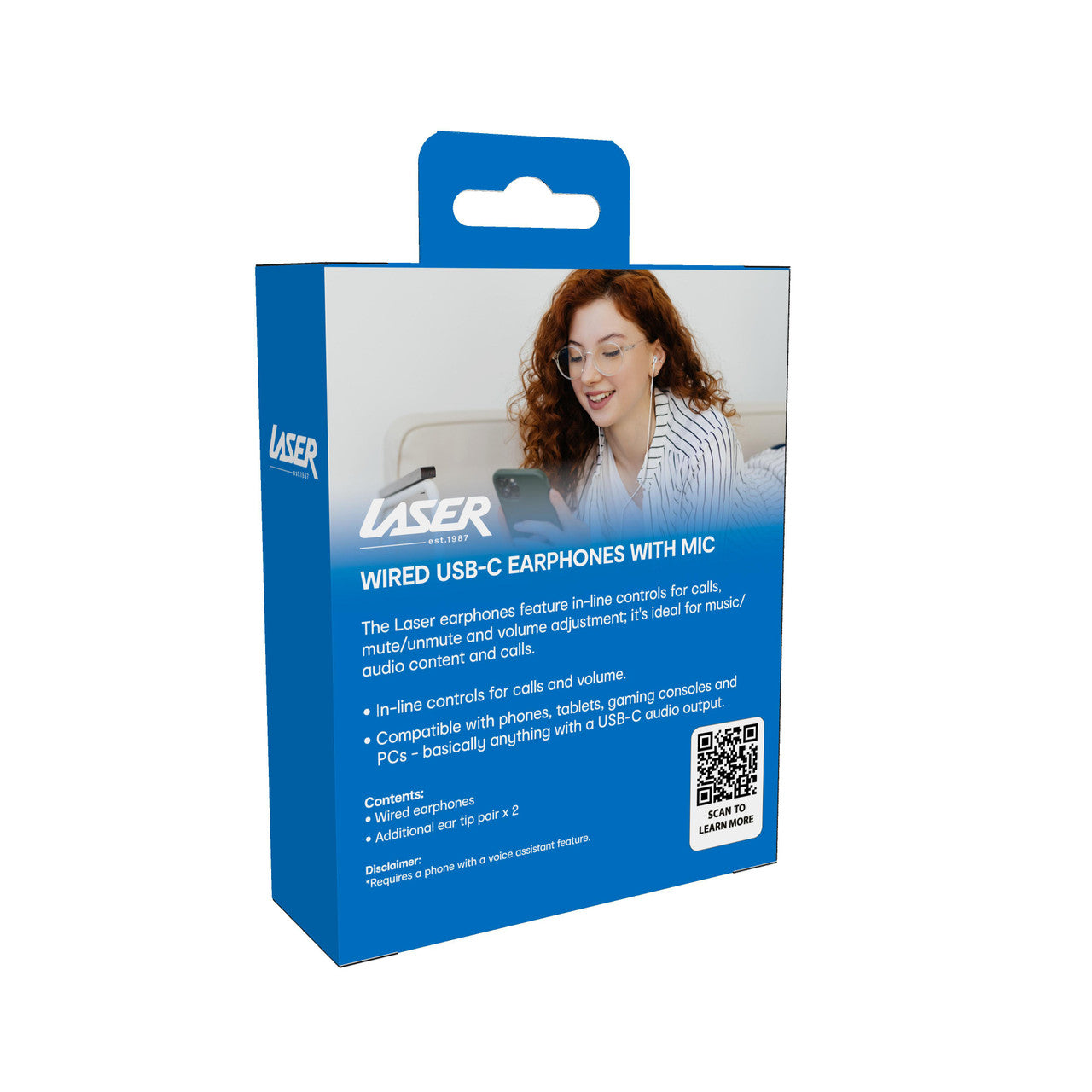 Laser Wired USB-C Earphones with Mic – White, Clear Sound, Noise Isolation, Tangle-Free Cable