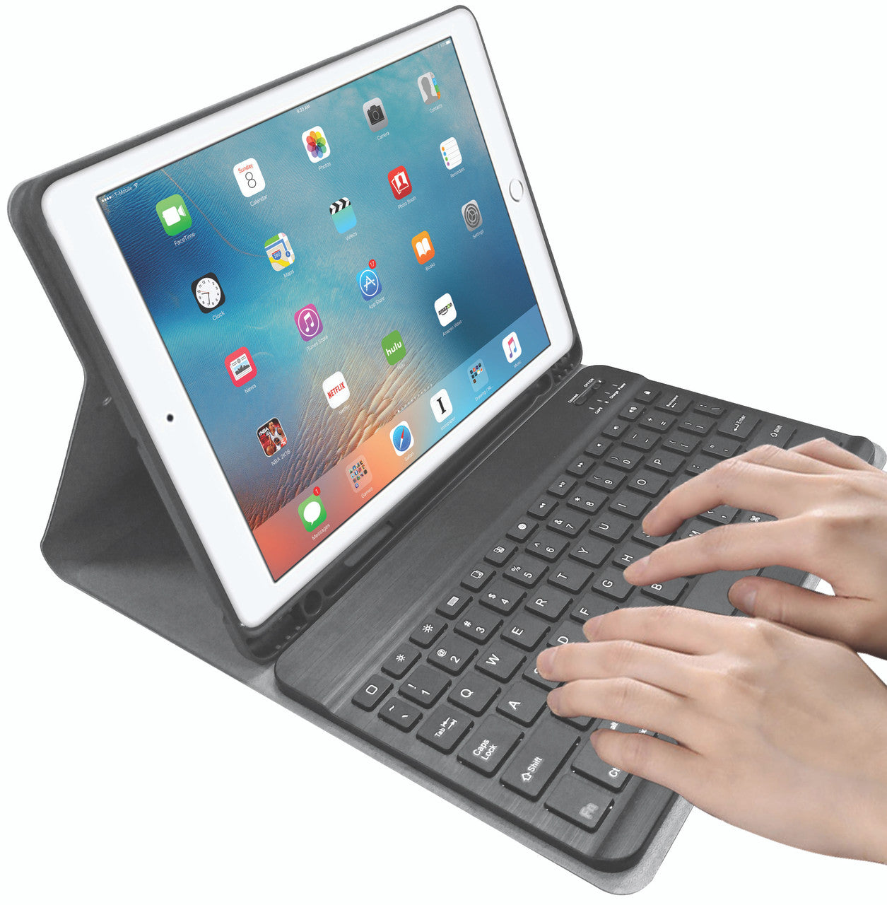 Laser Wireless Keyboard Case for iPad 10.2" (7th/8th/9th Gen) – Detachable Bluetooth Keyboard, Protective Cover – Black