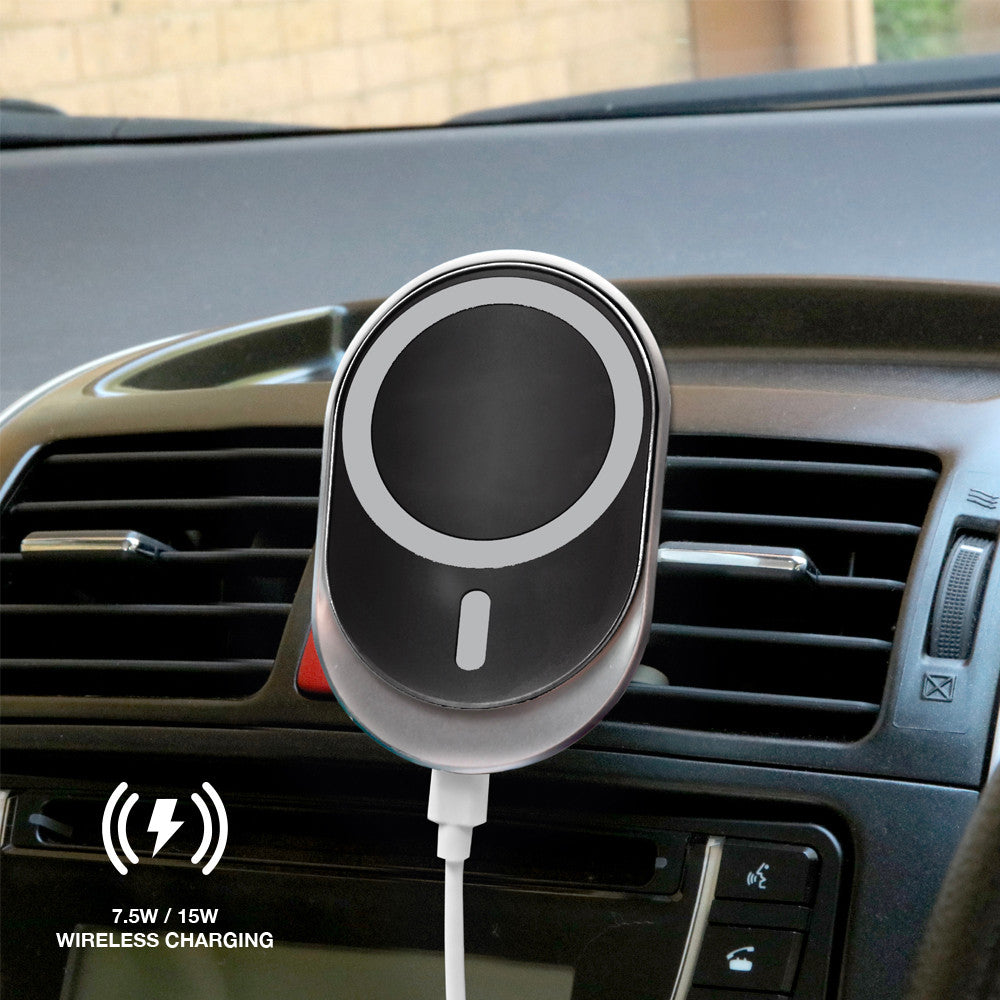 Laser 15W MagSafe Wireless Car Charger Mount – Fast Charging Magnetic Holder for iPhone – Black