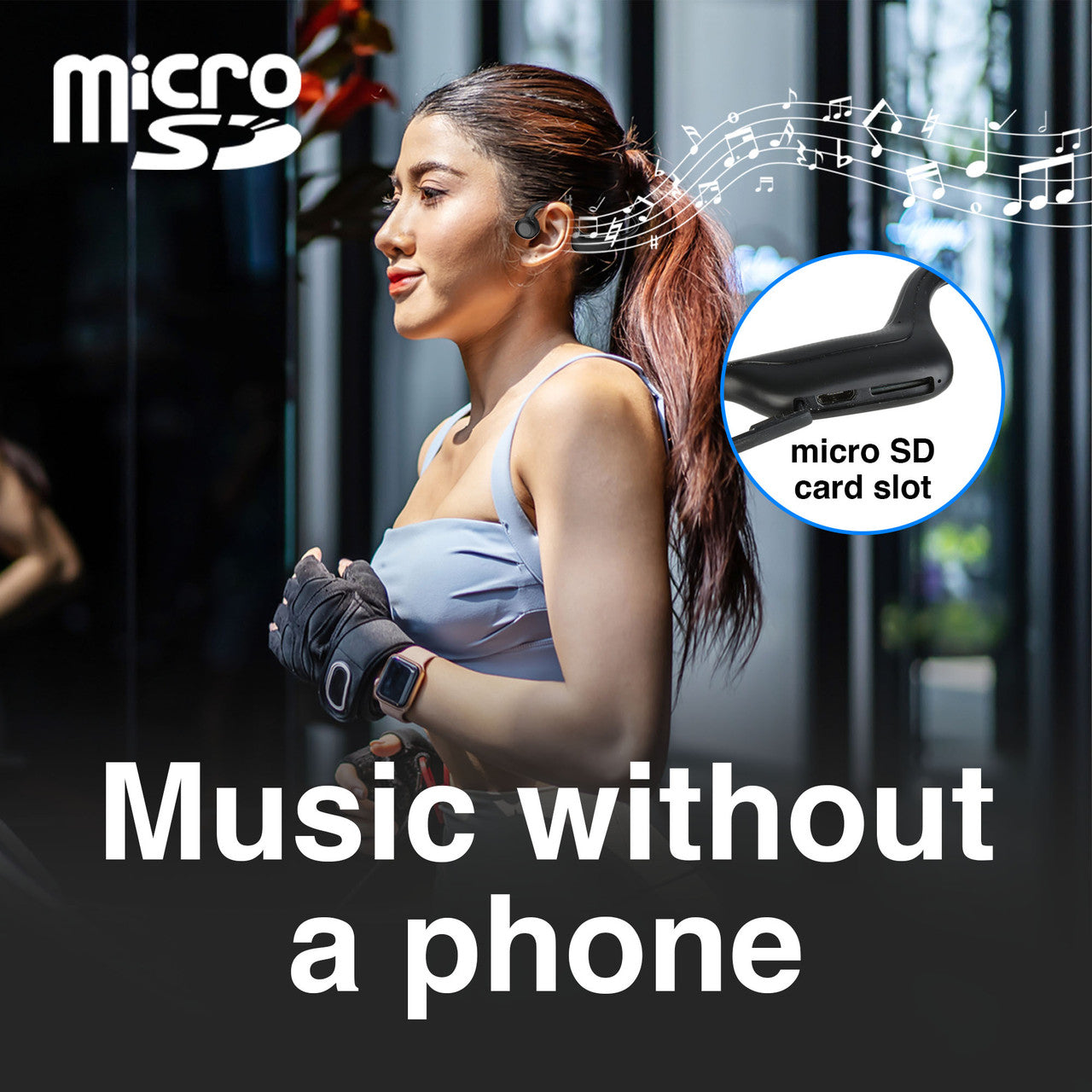 Laser Wireless Open-Ear Bluetooth Earphones – Black | Bone Conduction Sports Headphones