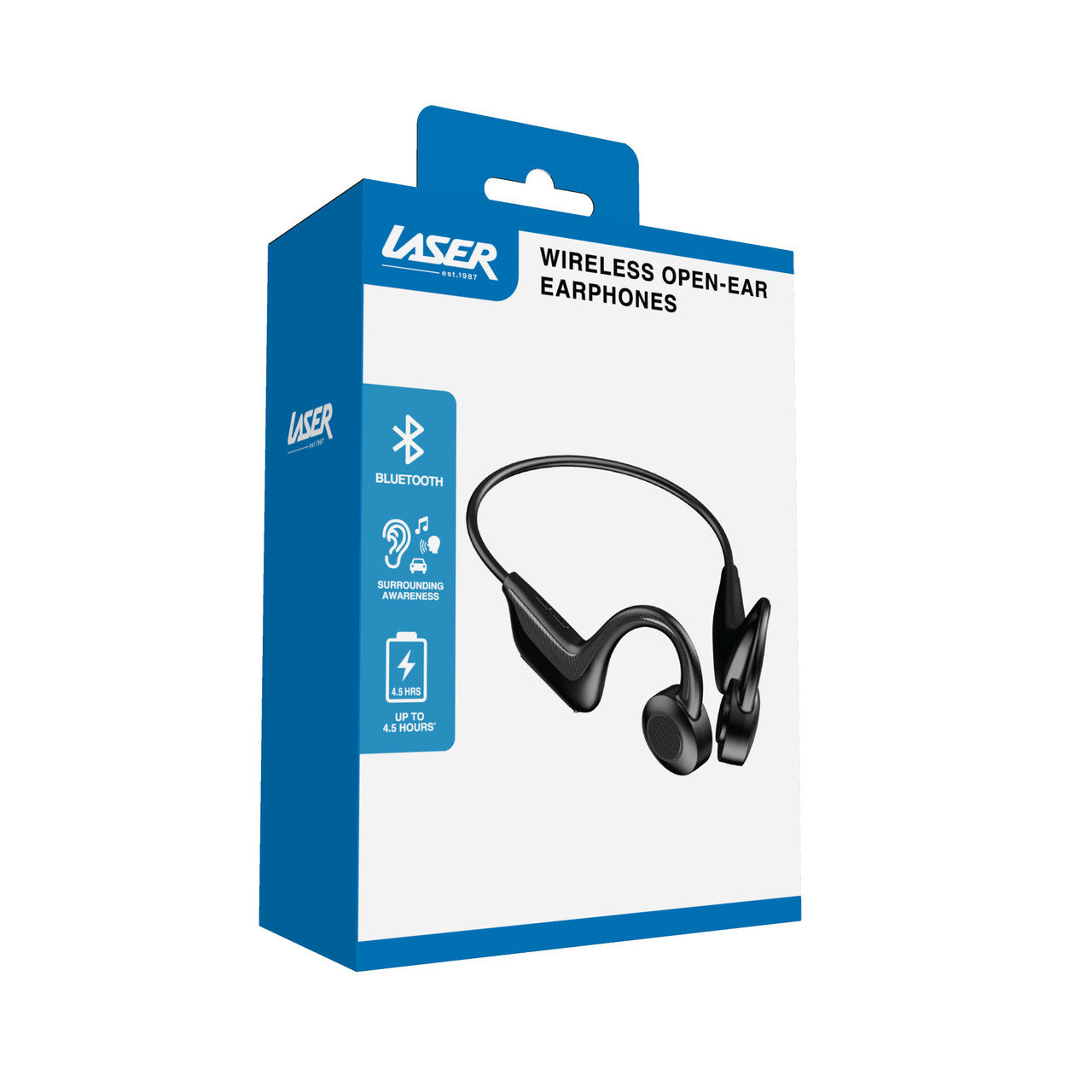 Laser Wireless Open-Ear Bluetooth Earphones – Black | Bone Conduction Sports Headphones