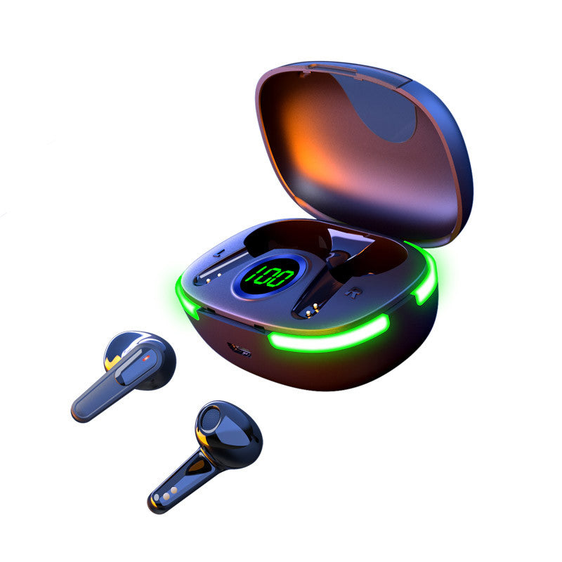 Laser TWS Wireless Earbuds with LED Battery Display – Bluetooth Earphones with Charging Case – Black