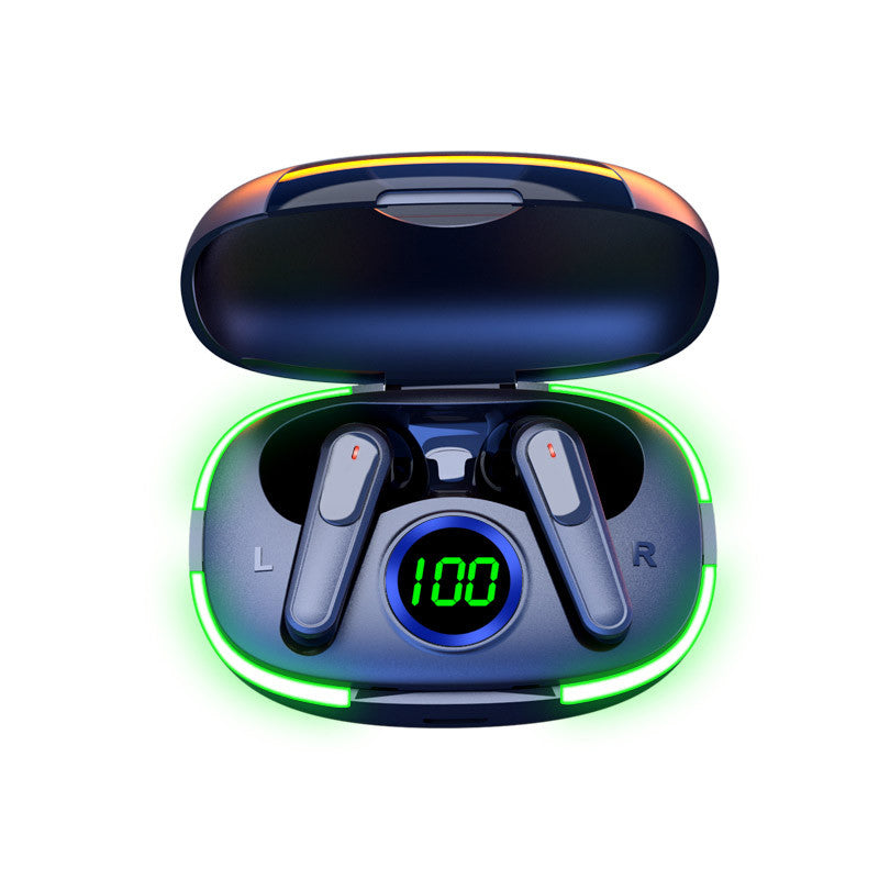 Laser TWS Wireless Earbuds with LED Battery Display – Bluetooth Earphones with Charging Case – Black