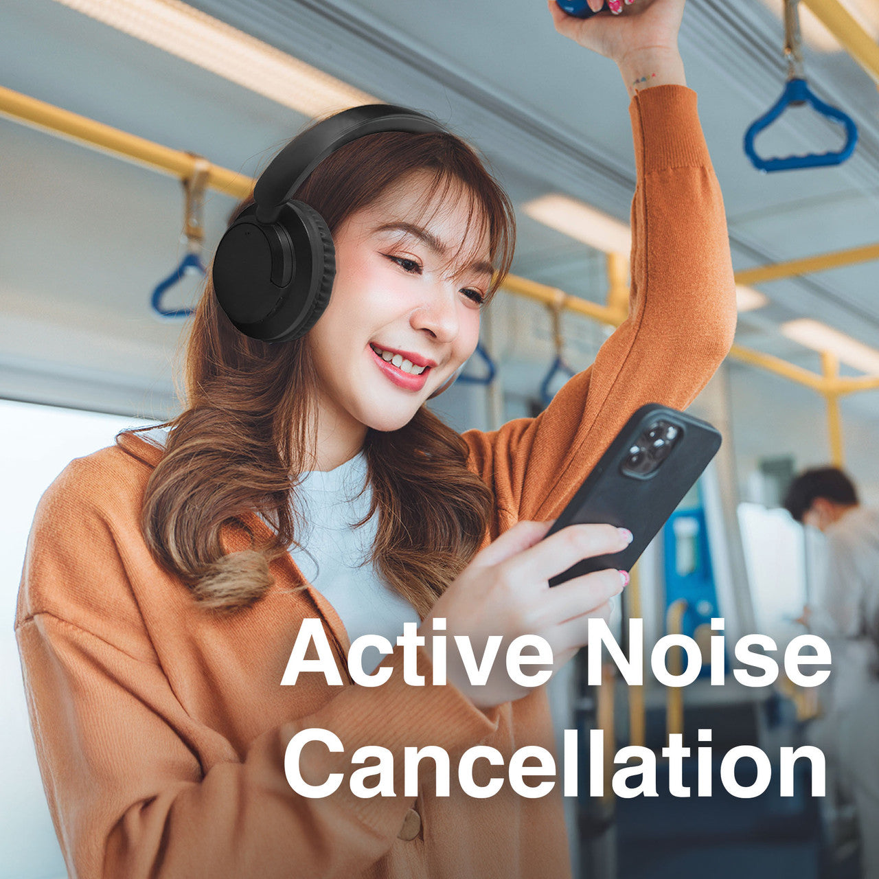 Laser ANC Bluetooth Headphones with Active Noise Cancellation - Wireless Over-Ear Headset, Black