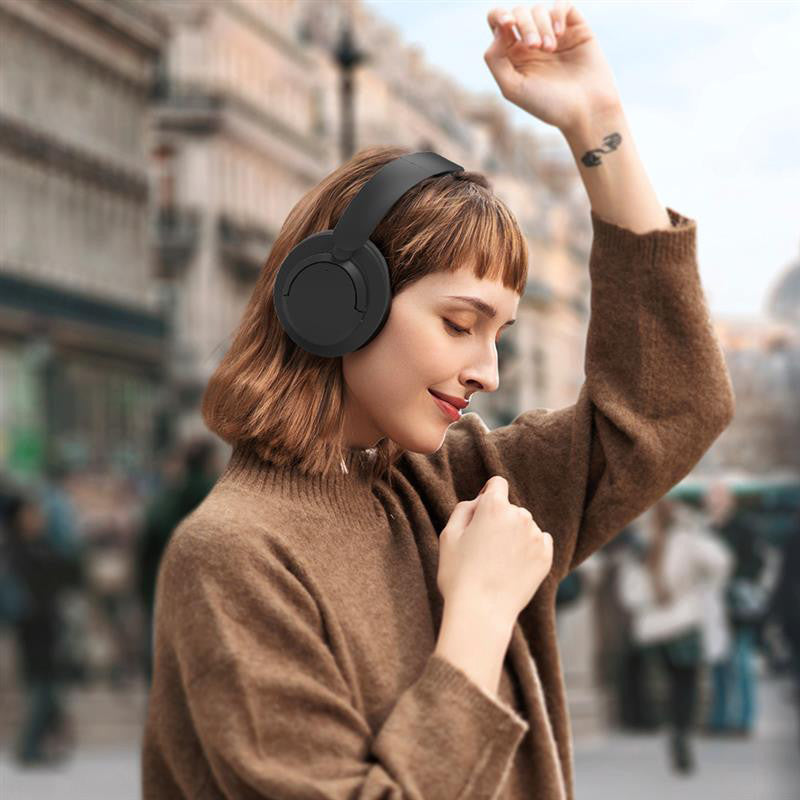 Laser ANC Bluetooth Headphones with Active Noise Cancellation - Wireless Over-Ear Headset, Black