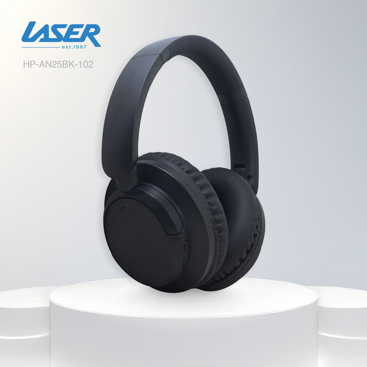 Laser ANC Bluetooth Headphones with Active Noise Cancellation - Wireless Over-Ear Headset, Black
