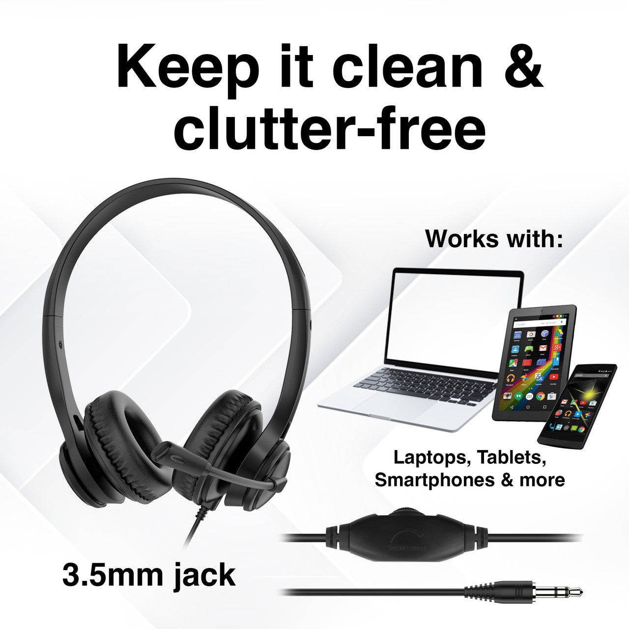 Laser Wired Conference Headset with Microphone – 3.5mm Jack, Noise-Reducing Mic for Calls & Meetings