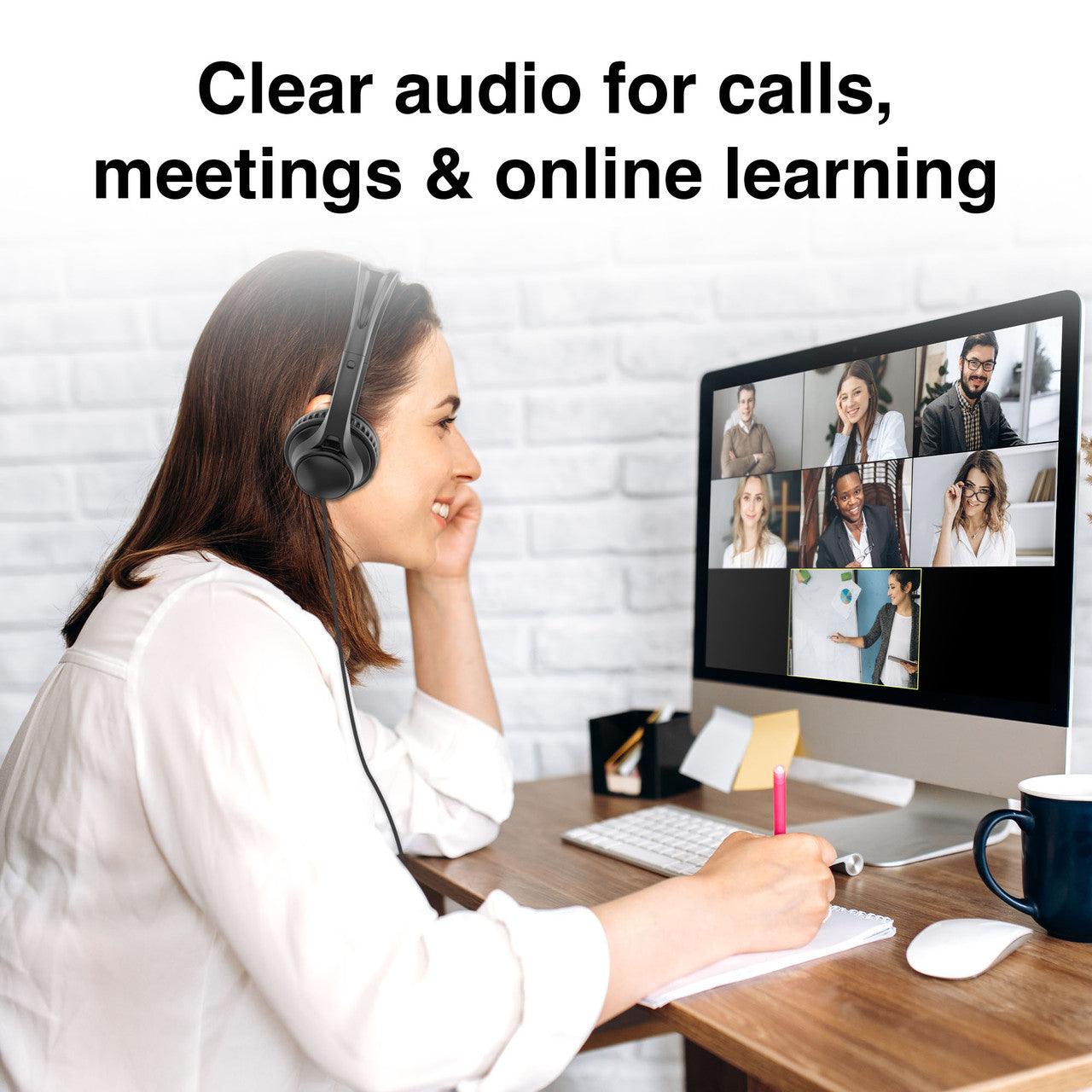 Laser Wired Conference Headset with Microphone – 3.5mm Jack, Noise-Reducing Mic for Calls & Meetings