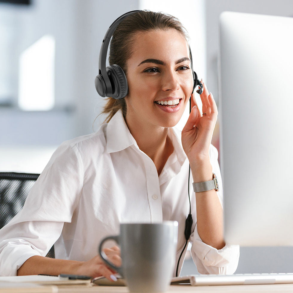 Laser Wired Conference Headset with Microphone – 3.5mm Jack, Noise-Reducing Mic for Calls & Meetings