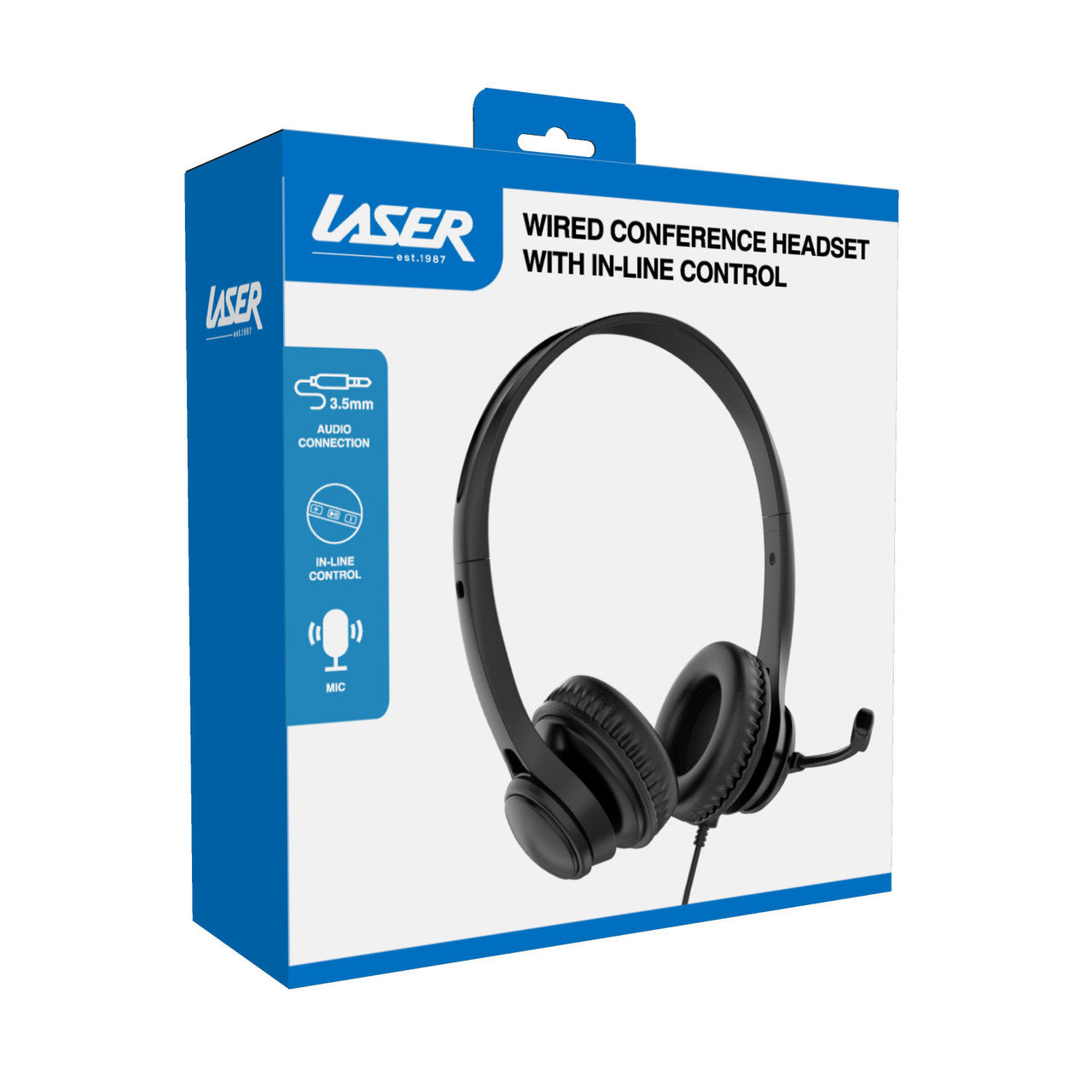 Laser Wired Conference Headset with Microphone – 3.5mm Jack, Noise-Reducing Mic for Calls & Meetings