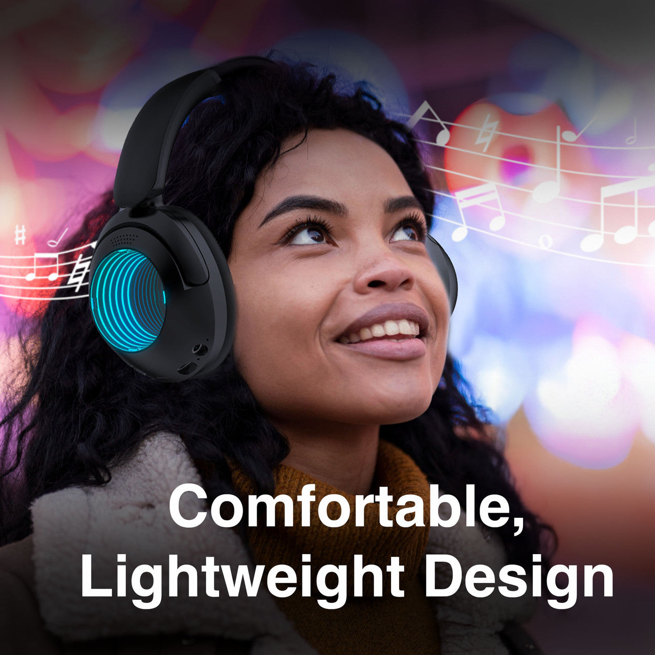 Laser Infinity Light Bluetooth Headphones – Wireless Over-Ear Headset with LED Lights & Hi-Fi Sound