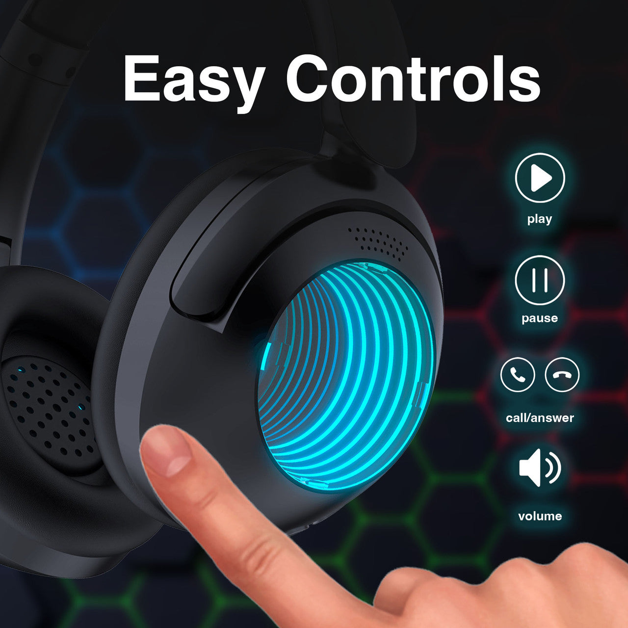 Laser Infinity Light Bluetooth Headphones – Wireless Over-Ear Headset with LED Lights & Hi-Fi Sound