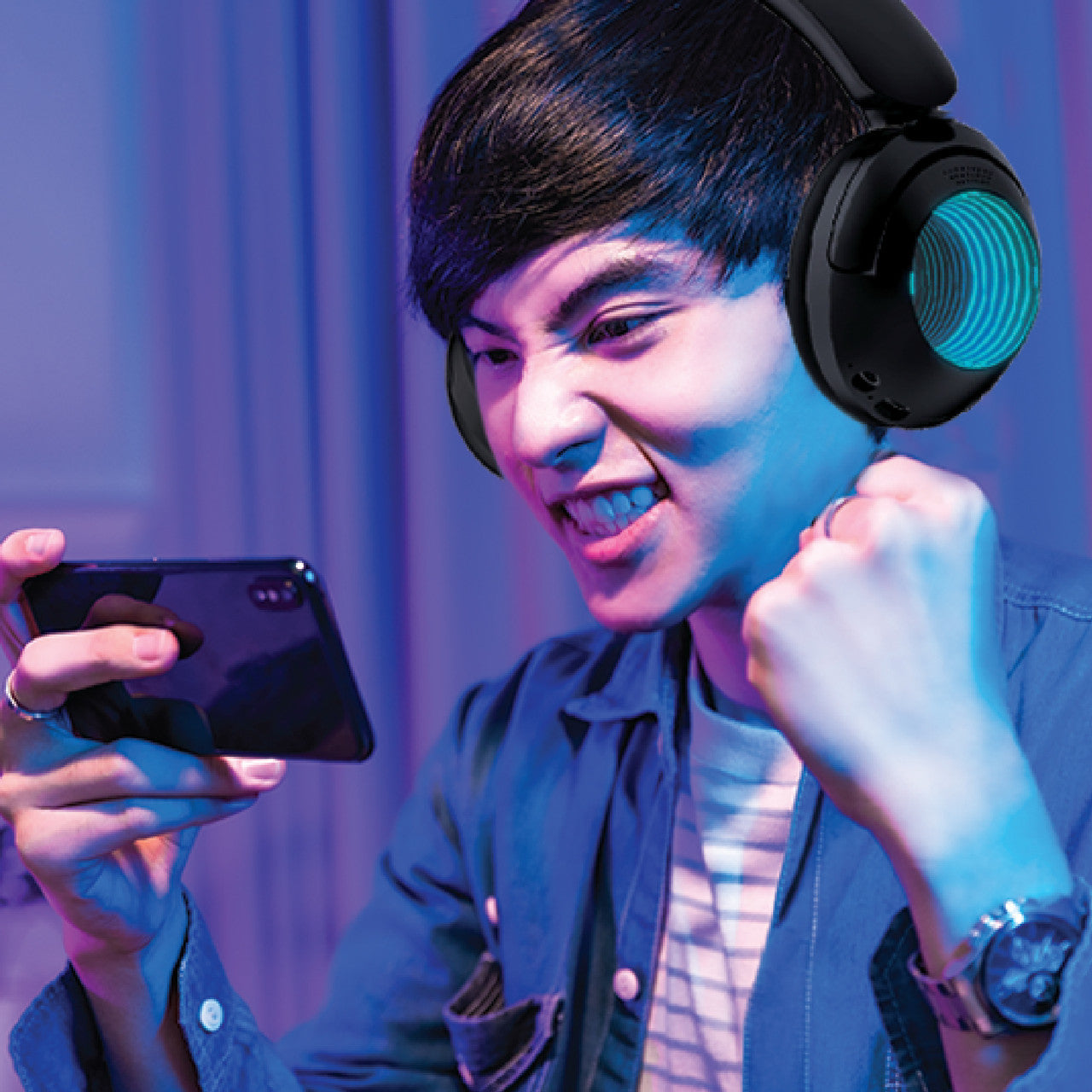 Laser Infinity Light Bluetooth Headphones – Wireless Over-Ear Headset with LED Lights & Hi-Fi Sound