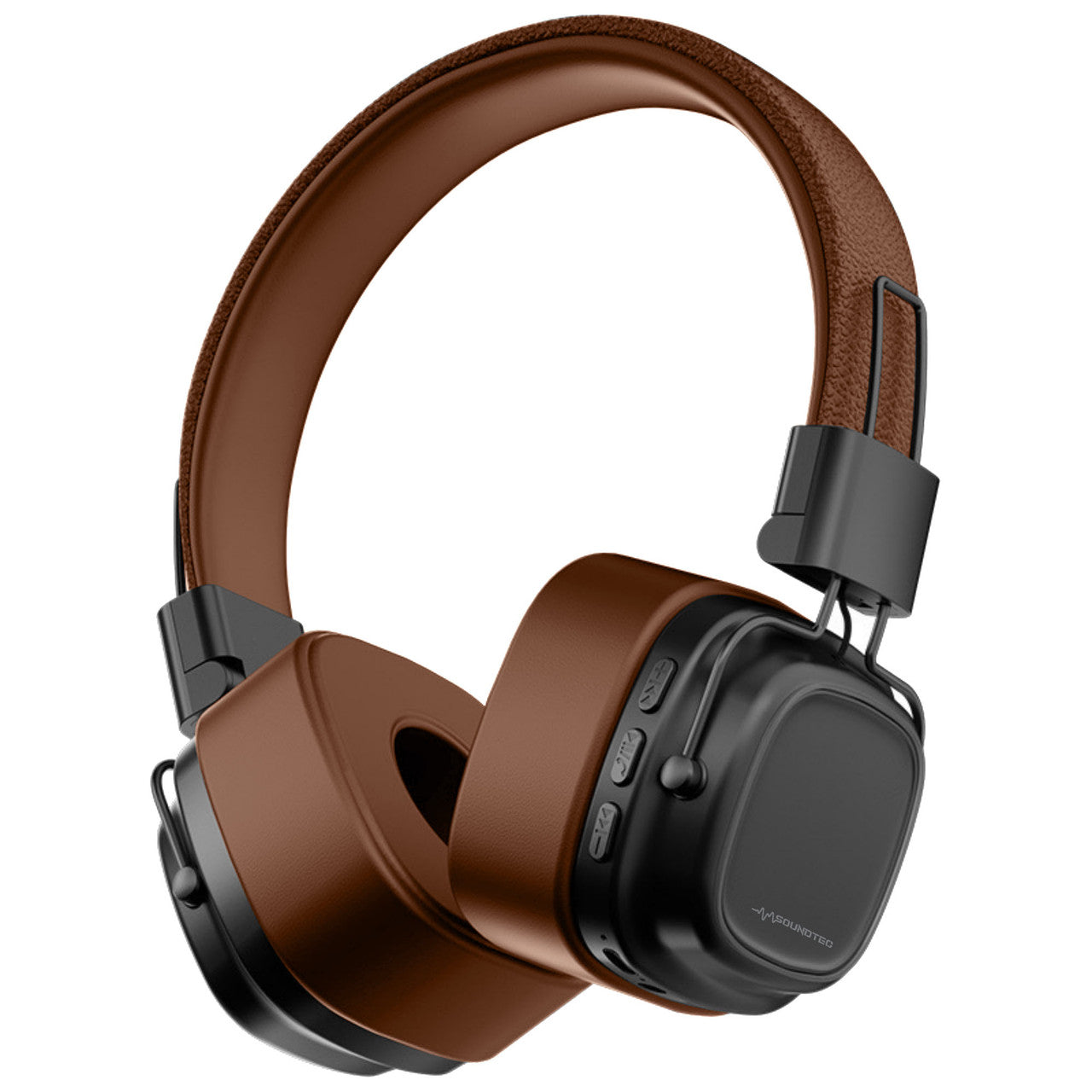 Soundtec Wireless On-Ear Headphones – Brown | Bluetooth, Lightweight, Long Battery Life