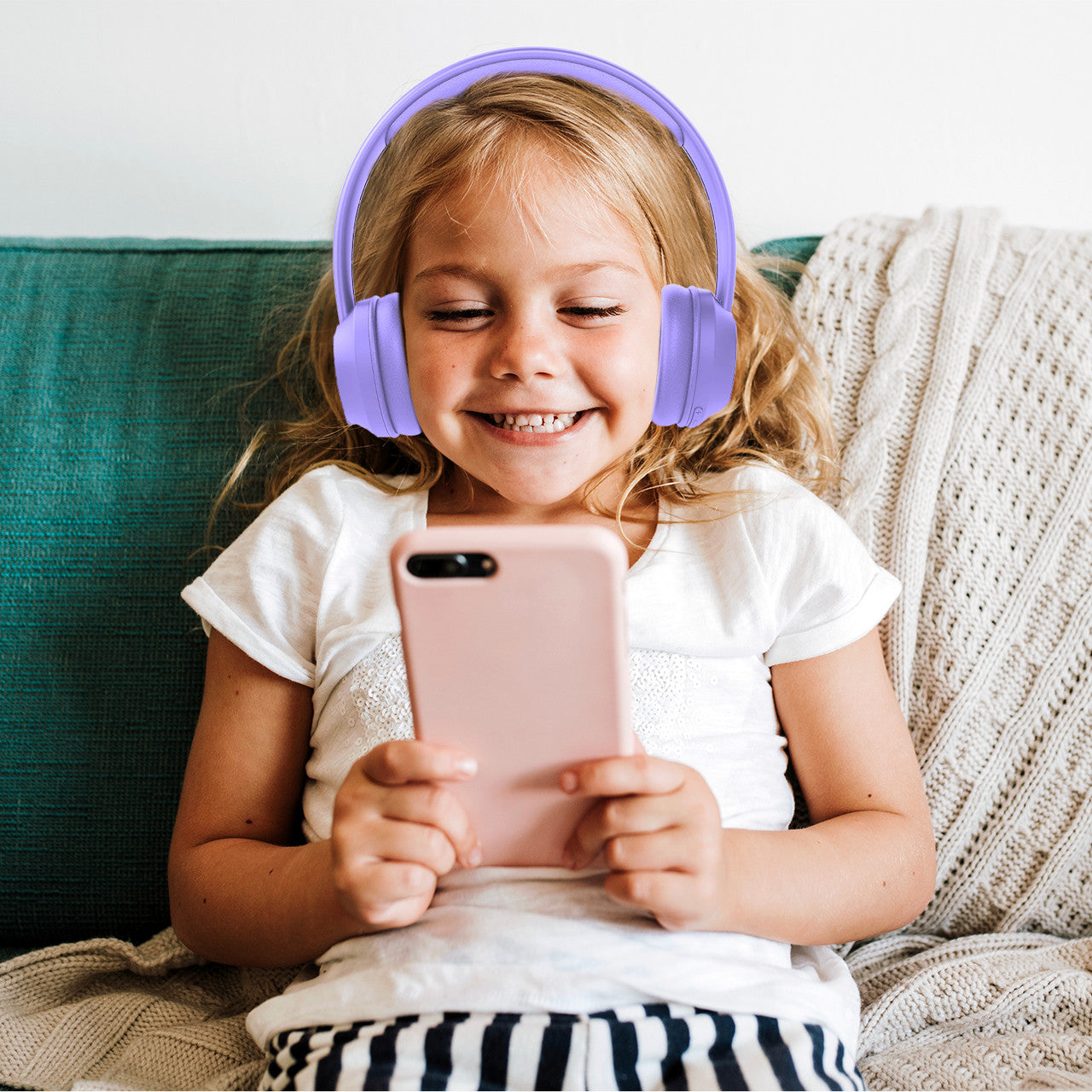 Laser Kids Headphones – Volume Limited, Active Noise Cancelling (ANC), Comfortable Fit – Lilac