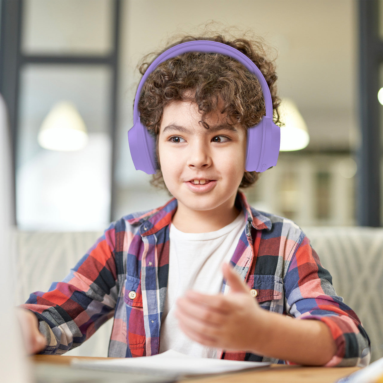 Laser Kids Headphones – Volume Limited, Active Noise Cancelling (ANC), Comfortable Fit – Lilac