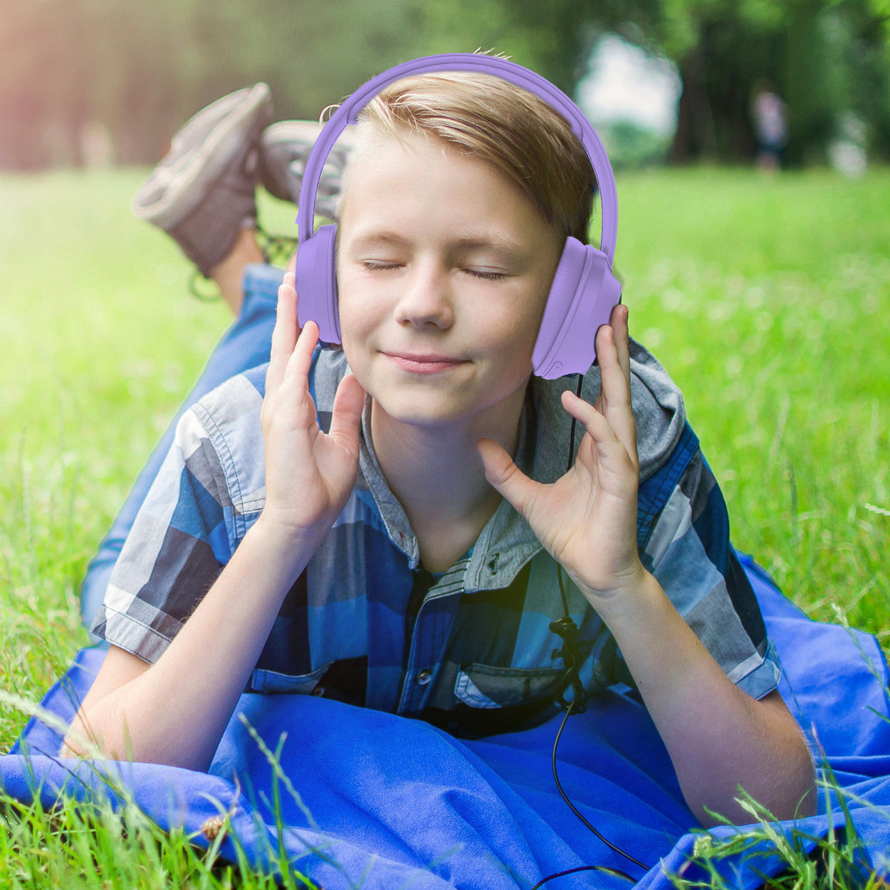 Laser Kids Headphones – Volume Limited, Active Noise Cancelling (ANC), Comfortable Fit – Lilac