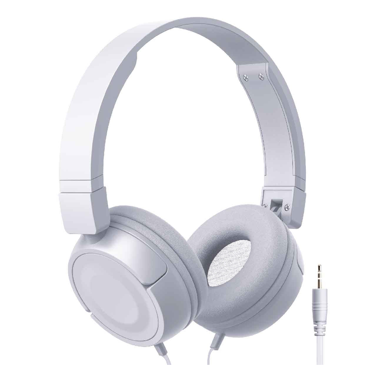 Laser Wired On-Ear Headphones – Gray Stereo Headset with 3.5mm Audio Jack for Music, Gaming & Calls