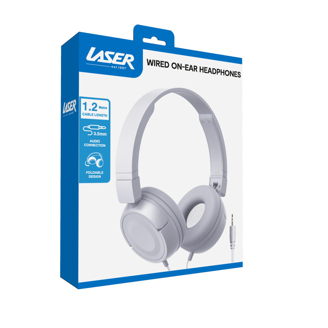 Laser Wired On-Ear Headphones – Gray Stereo Headset with 3.5mm Audio Jack for Music, Gaming & Calls