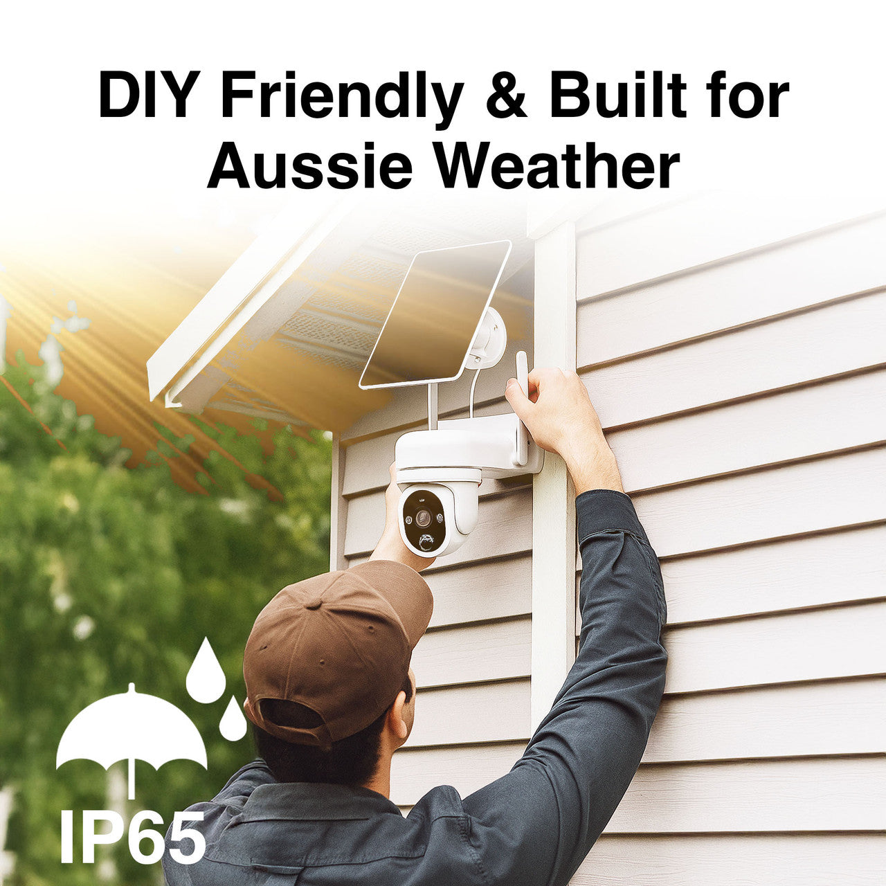 Laser FHD Outdoor Solar Security Camera – Pan Tilt WiFi Surveillance System with Night Vision – Weatherproof – White