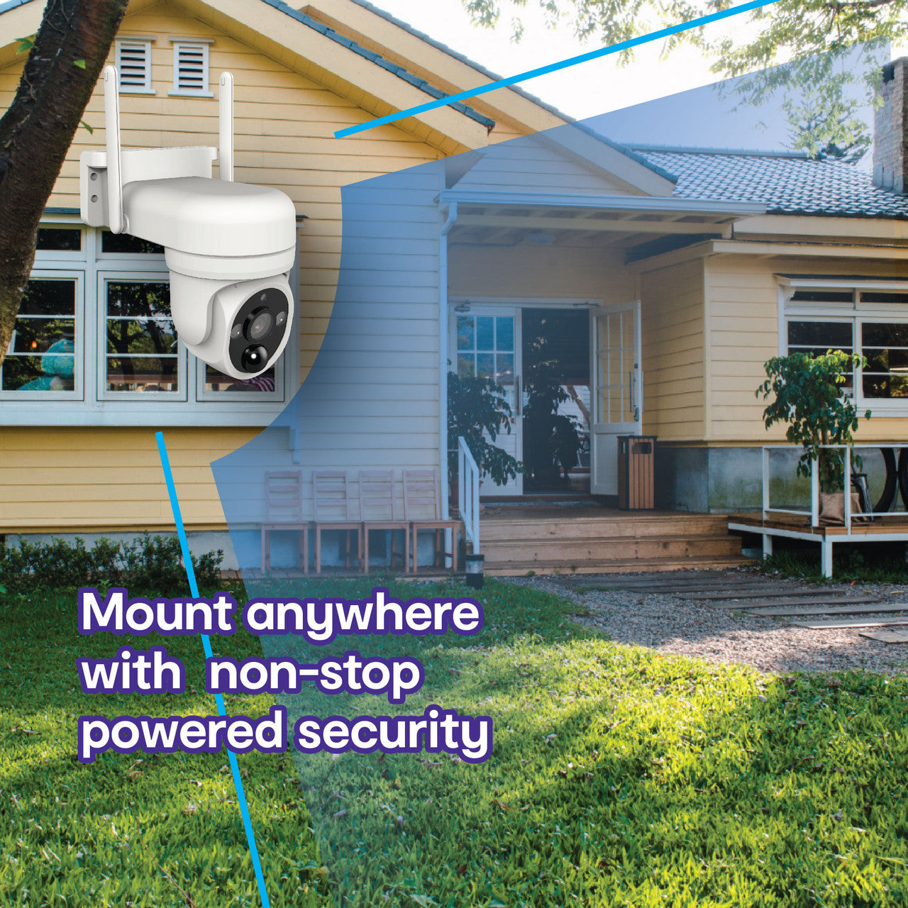 Laser FHD Outdoor Solar Security Camera – Pan Tilt WiFi Surveillance System with Night Vision – Weatherproof – White