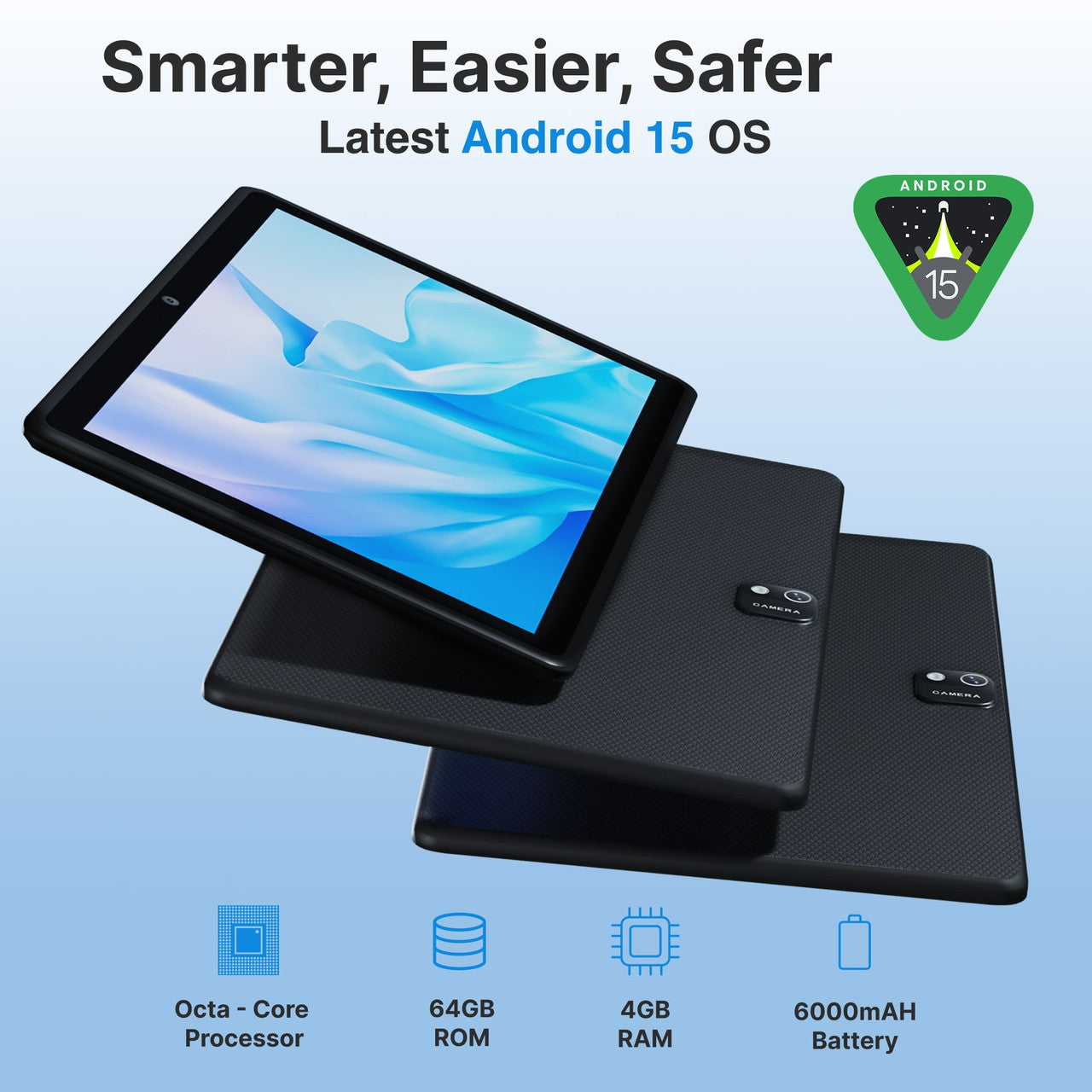 Laser 10-Inch Android Tablet – 64GB Storage with Protective Case – Wi-Fi, Touchscreen, Portable Design