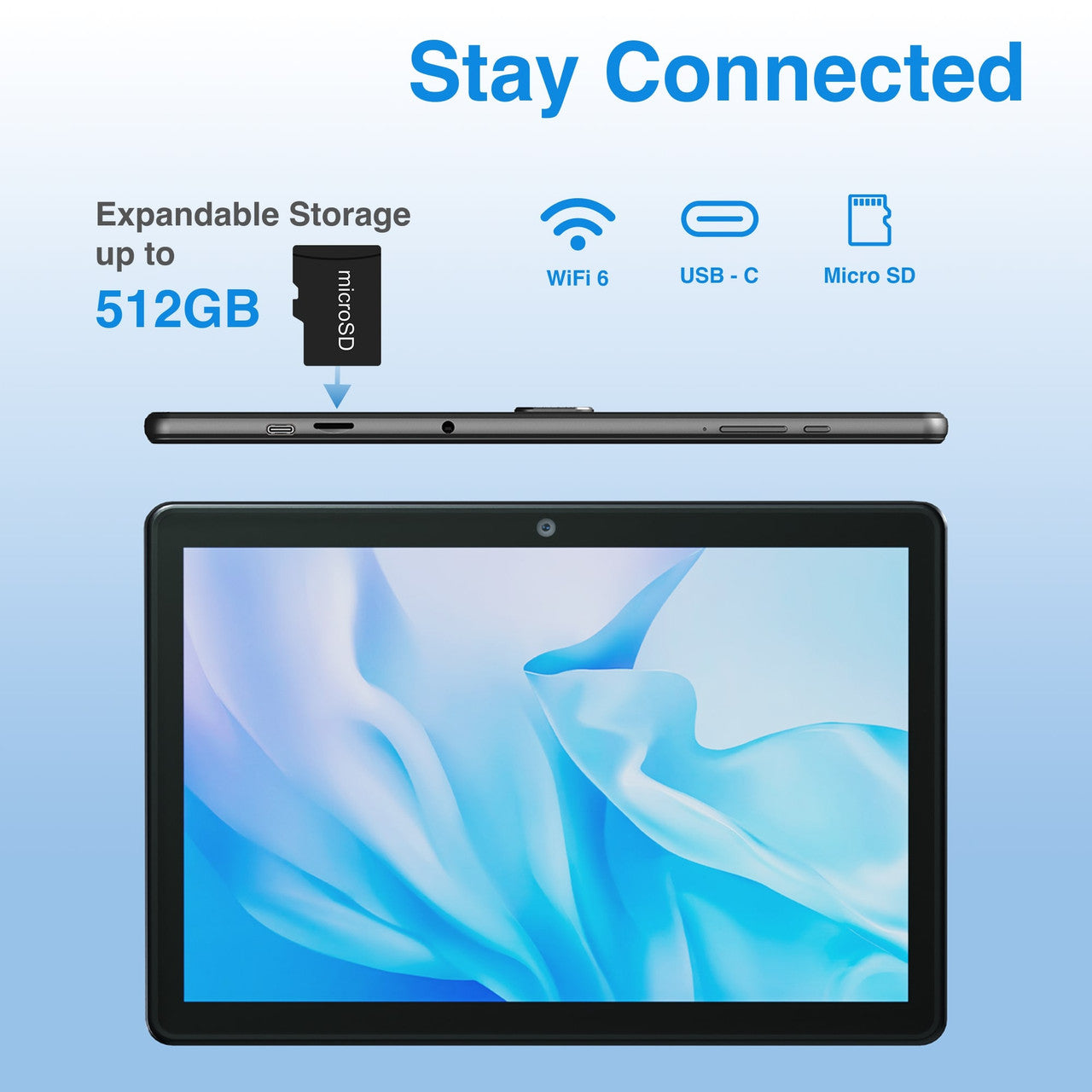 Laser 10-Inch Android Tablet – 64GB Storage with Protective Case – Wi-Fi, Touchscreen, Portable Design