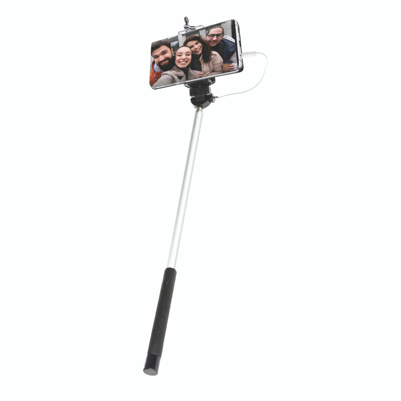 Laser Universal Selfie Stick with Wired Shutter Control – Adjustable Phone Holder, Compact & Lightweight – Compatible with iPhone & Android