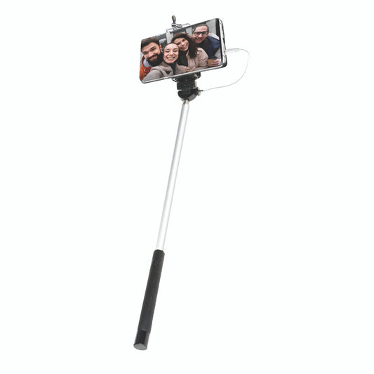 Laser Universal Selfie Stick with Wired Shutter Control – Adjustable Phone Holder, Compact & Lightweight – Compatible with iPhone & Android