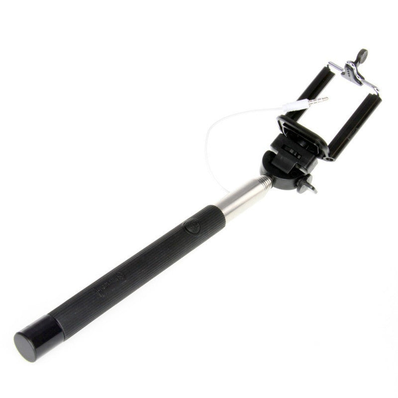 Laser Universal Selfie Stick with Wired Shutter Control – Adjustable Phone Holder, Compact & Lightweight – Compatible with iPhone & Android