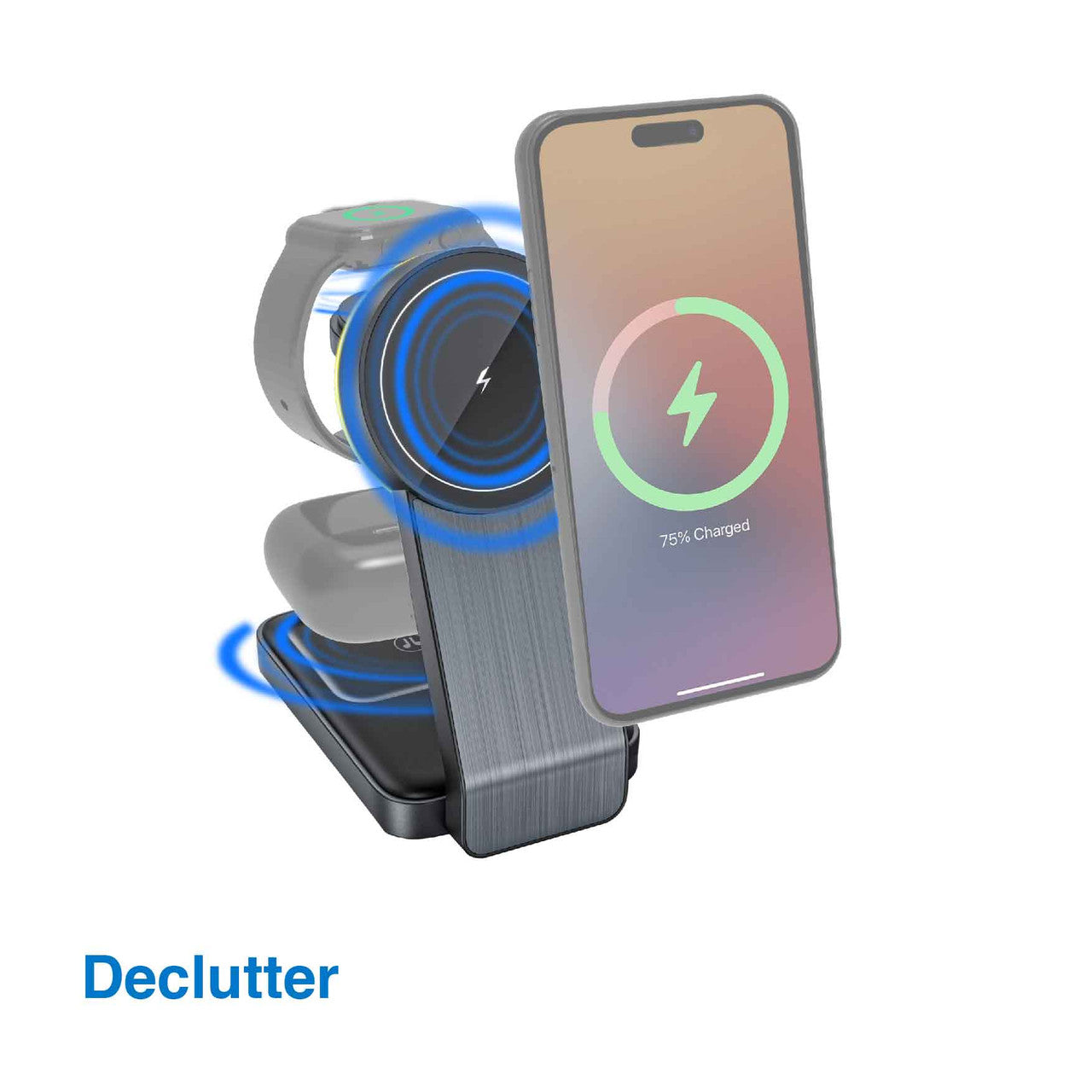 Laser ChargeCore Foldable 3-in-1 MagSafe Wireless Charger – Fast Charging Stand for iPhone, Apple Watch & AirPods