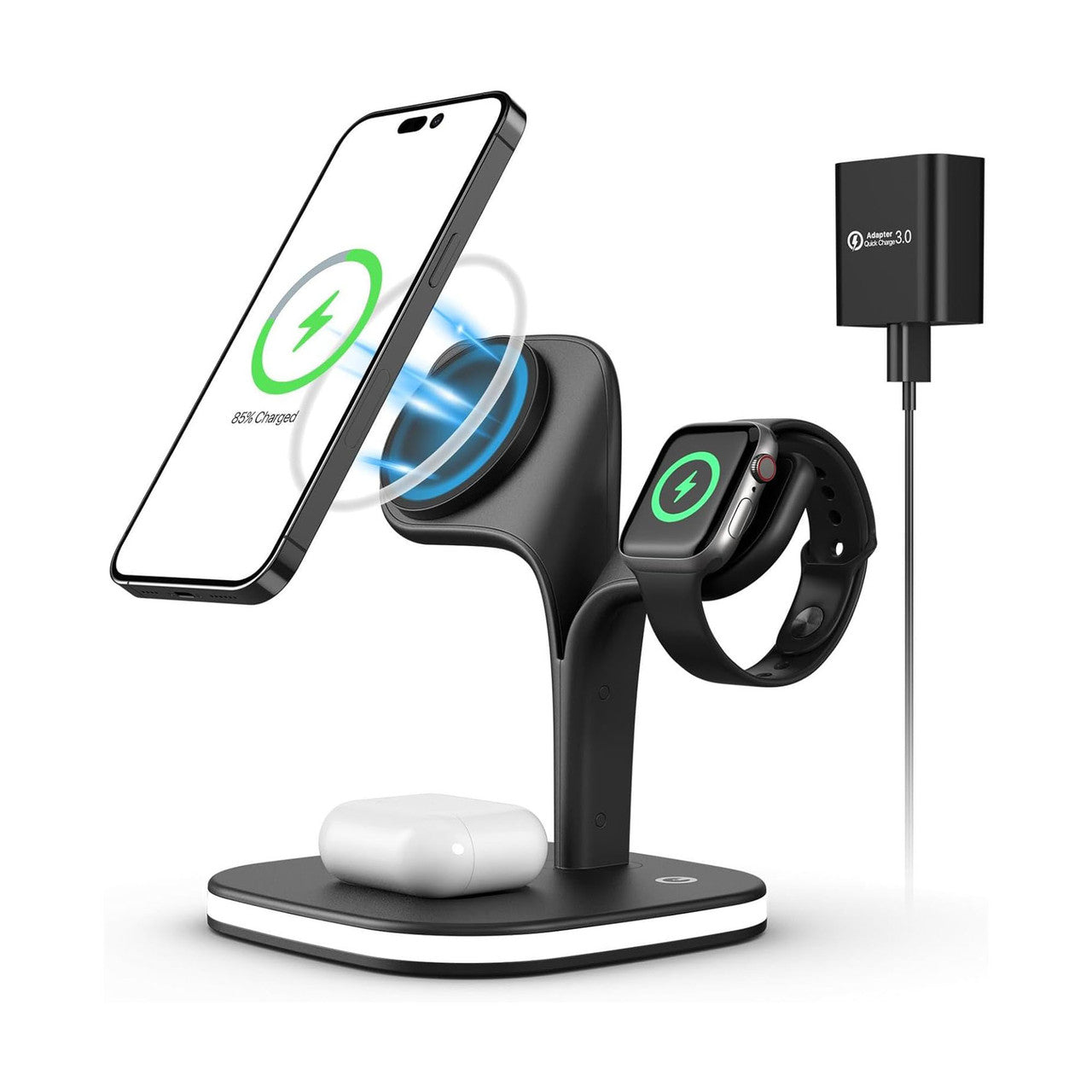 5-in-1 Wireless Charging Station with Night Light – Fast Charger for iPhone, Apple Watch, AirPods & More