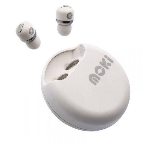 Moki PairBuds Bluetooth Wireless Earphones – Compact In-Ear Headphones with Mic (White)