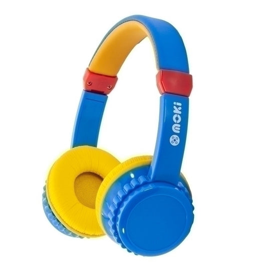 MOKI Play Safe Kids Headphones – Volume-Limited Wired Headset (Blue/Yellow)