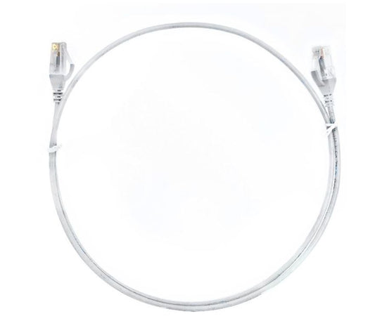 8WARE CAT6 Ultra-Thin Ethernet Cable 3m – Slim UTP RJ45 LAN Patch Cord, 26AWG, White – Data Only (No PoE)
