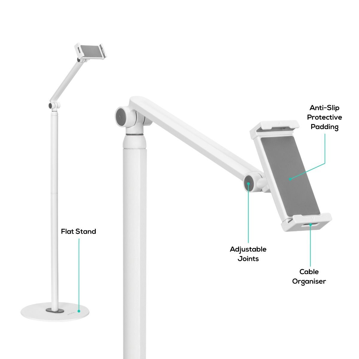 Activiva Universal iPad & Tablet Floor Stand – Adjustable Height & 360° Rotation for Hands-Free Viewing