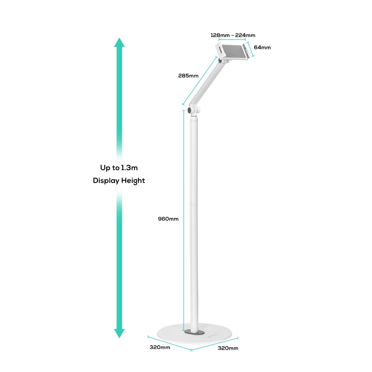 Activiva Universal iPad & Tablet Floor Stand – Adjustable Height & 360° Rotation for Hands-Free Viewing