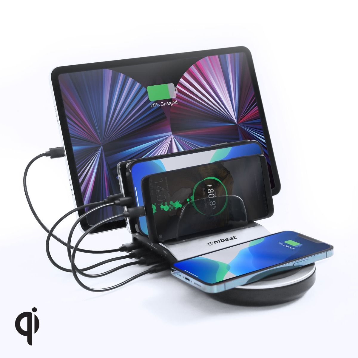 mbeat Gorilla Power 50W Charging Dock – Qi-Certified Wireless & Multi-Device USB Fast Charger
