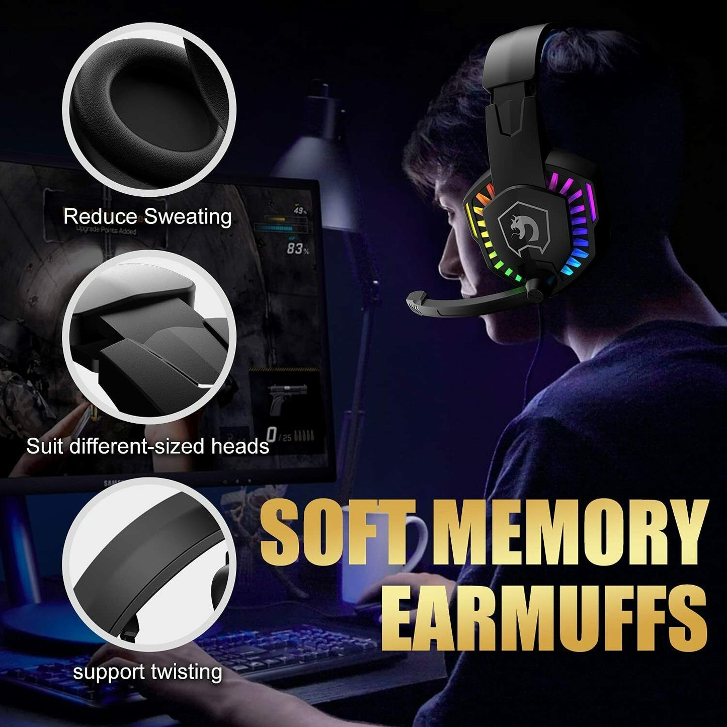 RGB Backlit Gaming Keyboard, Mouse, Headset & Mousepad Set – Wired Combo for PC & Laptop Gamers