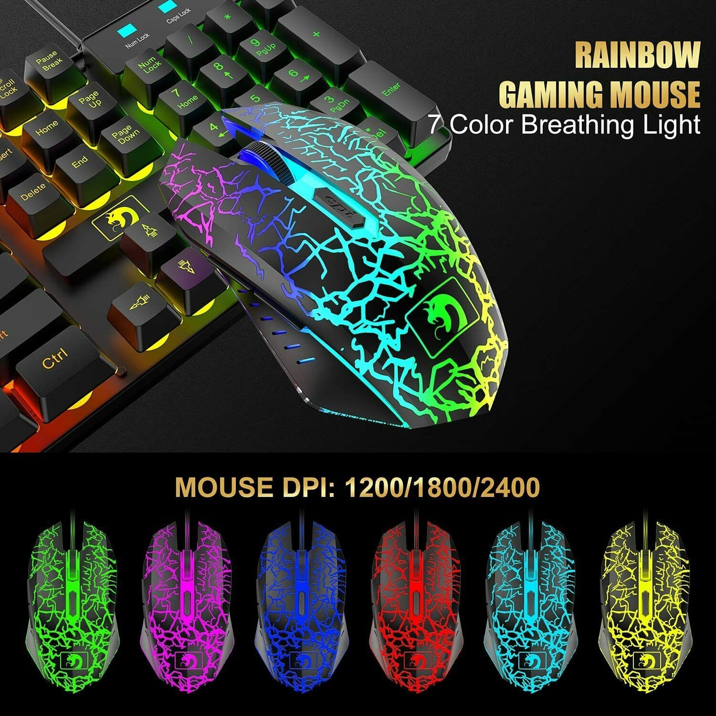 RGB Backlit Gaming Keyboard, Mouse, Headset & Mousepad Set – Wired Combo for PC & Laptop Gamers