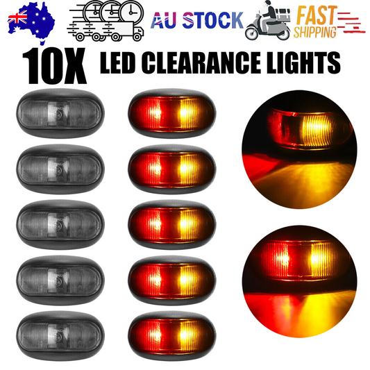 10X LED Clearance Lights – Amber & Red Side Marker Lamps for Truck, Trailer, Caravan – 12V–24V Waterproof