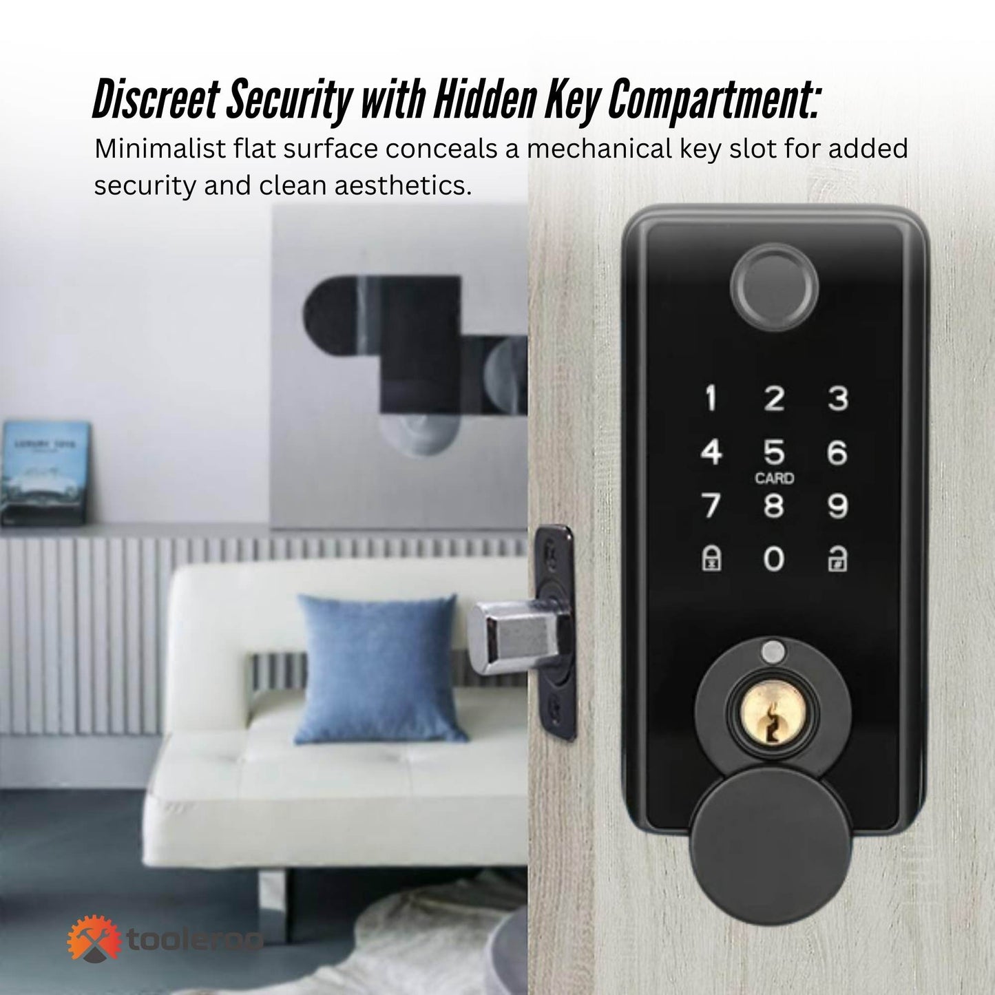 Tooleroo 5-in-1 Digital Smart Door Lock with Keypad – Home Entry Security System with Fingerprint, App & Key Access