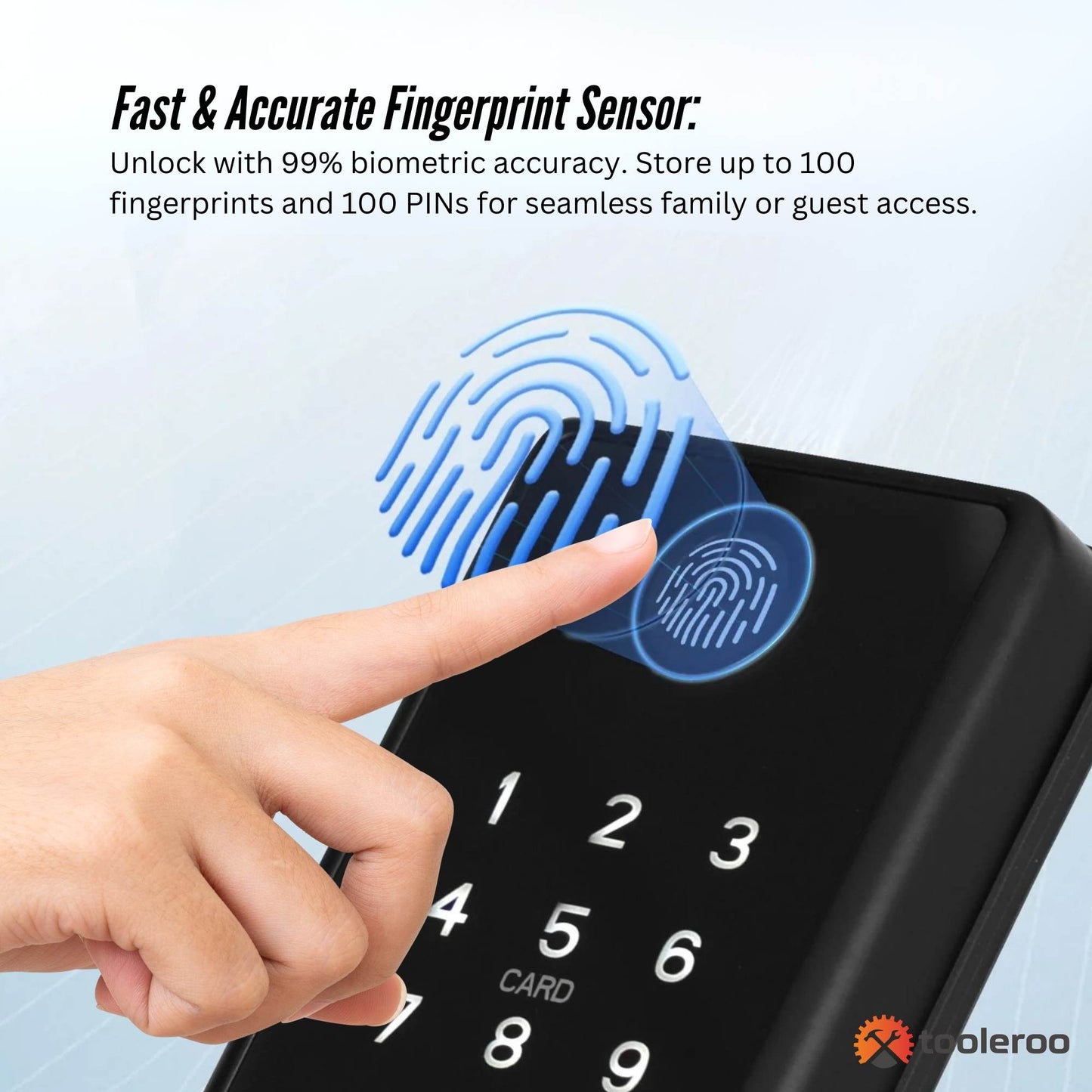 Tooleroo 5-in-1 Digital Smart Door Lock with Keypad – Home Entry Security System with Fingerprint, App & Key Access